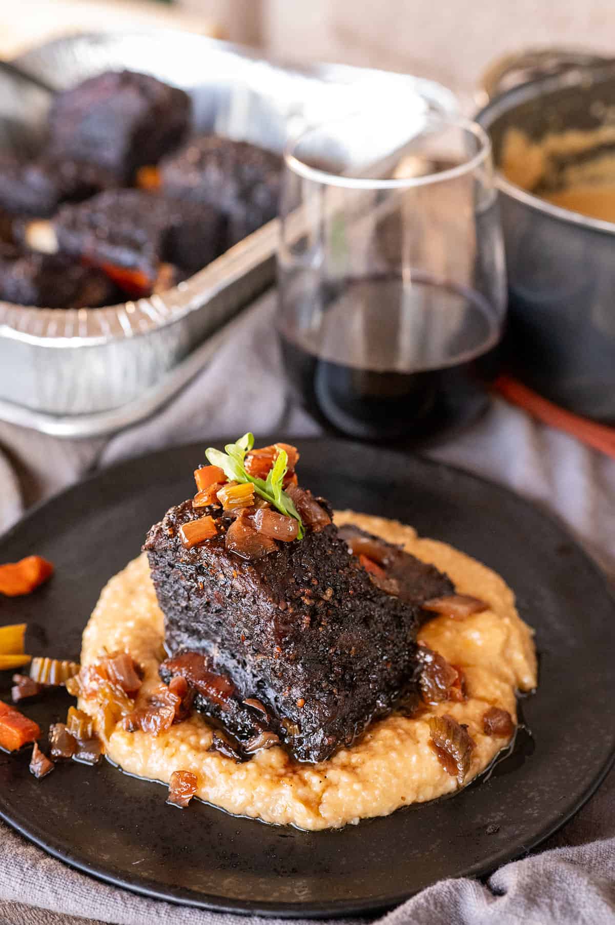 red wine braised beef ribs.